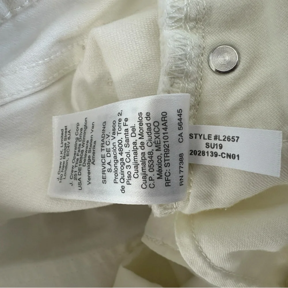 J.Crew White Denim Mini Skirt Button Front High Rise Summer Size 28